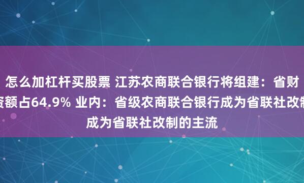 怎么加杠杆买股票 江苏农商联合银行将组建：省财政厅出资额占64.9% 业内：省级农商联合银行成为省联社改制的主流