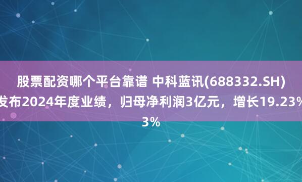 股票配资哪个平台靠谱 中科蓝讯(688332.SH)发布2024年度业绩，归母净利润3亿元，增长19.23%