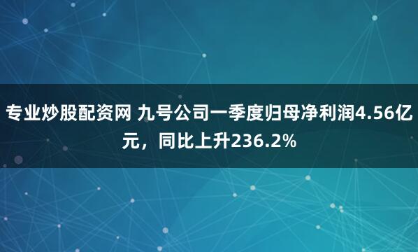 专业炒股配资网 九号公司一季度归母净利润4.56亿元，同比上升236.2%