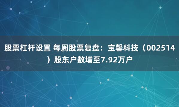 股票杠杆设置 每周股票复盘：宝馨科技（002514）股东户数增至7.92万户