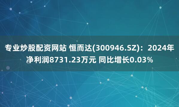 专业炒股配资网站 恒而达(300946.SZ)：2024年净利润8731.23万元 同比增长0.03%