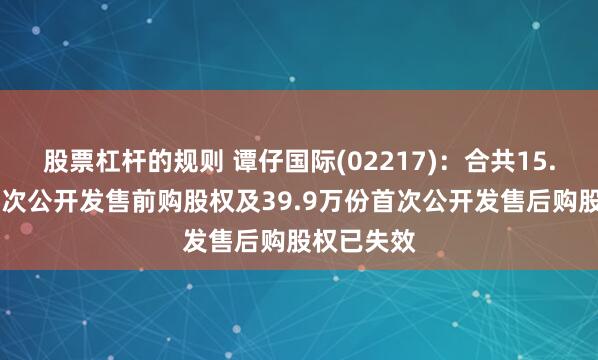 股票杠杆的规则 谭仔国际(02217)：合共15.68万份首次公开发售前购股权及39.9万份首次公开发售后购股权已失效