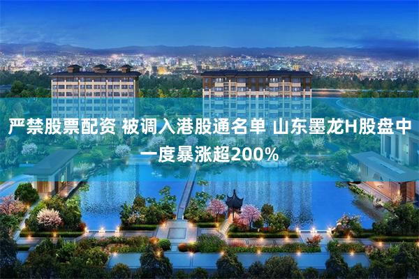 严禁股票配资 被调入港股通名单 山东墨龙H股盘中一度暴涨超200%