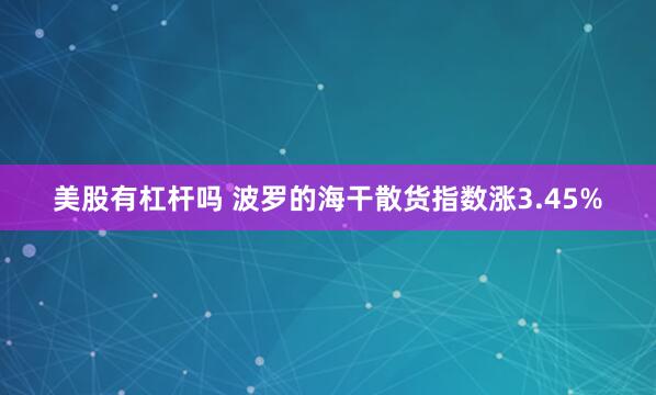美股有杠杆吗 波罗的海干散货指数涨3.45%